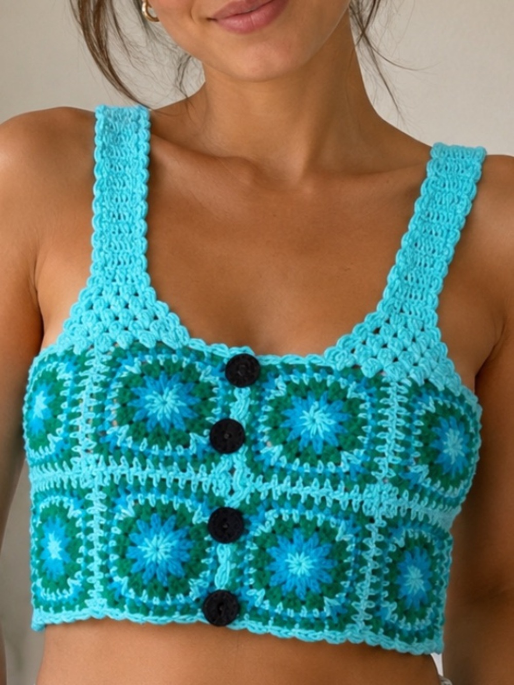 Akoia Swim Crochet Knit Crop Top XS